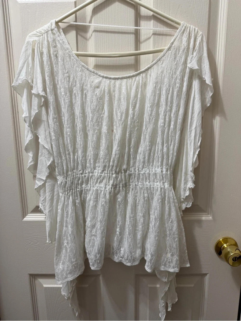 Free People White Ruffled Peasant Tunic